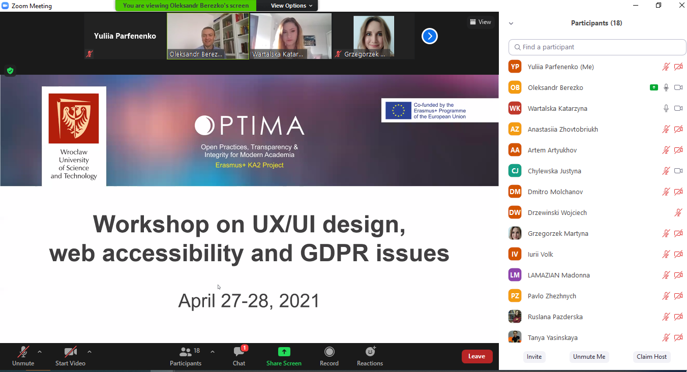 Online Workshop on UX/UI Design and web accessibility